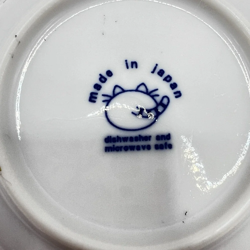 Happy Cat Sauce Bowl Blue Japan Warai Neko 4 1/2